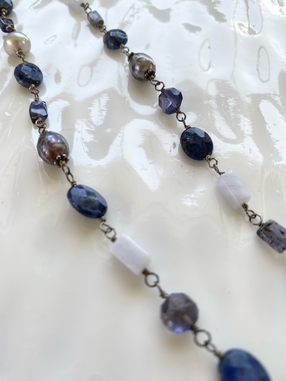 Silpada Blue Lace Pearl and Sodalite Necklace N1308 16” inches - Picture 6 of 9